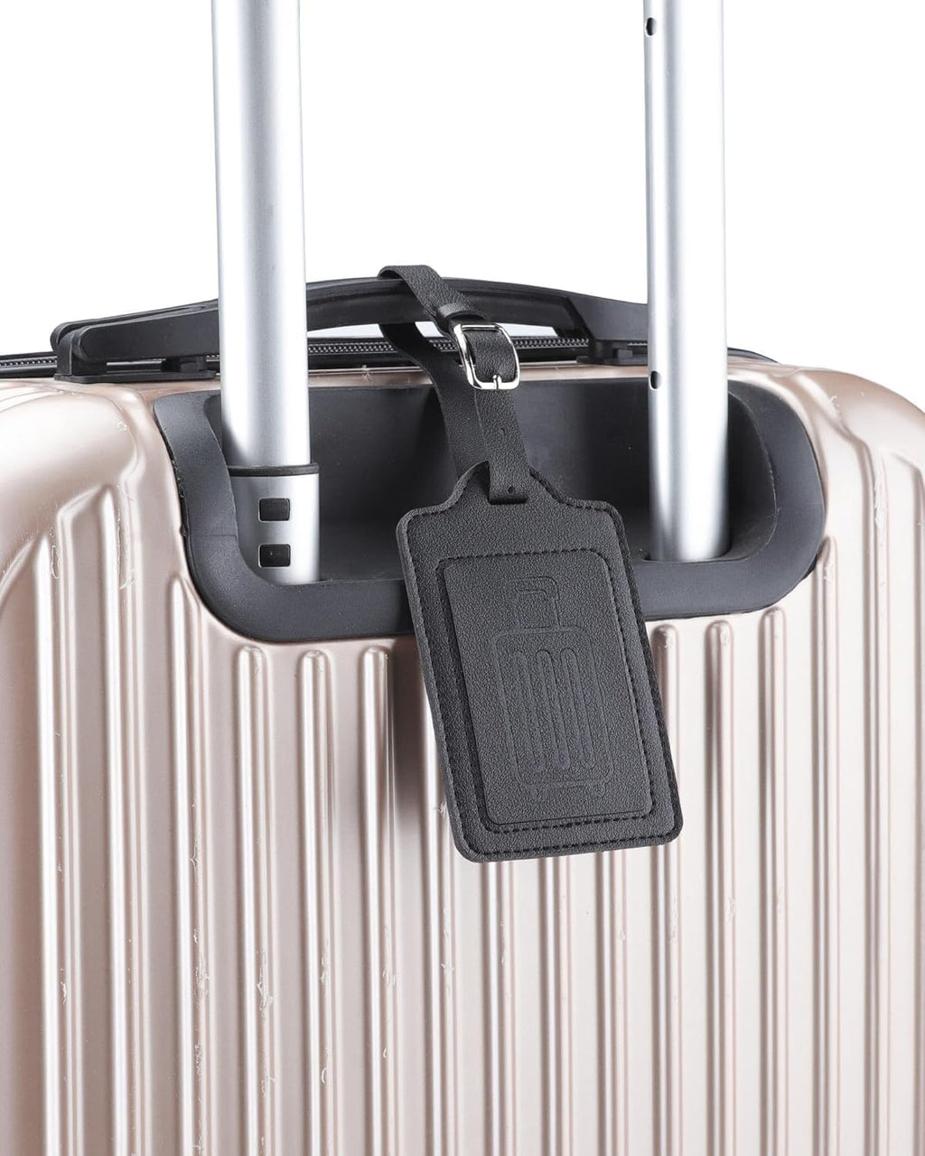 Teskyer Luggage Tags for Suitcases, TSA Approved with Privacy Protection Cover, Premium Faux Leather Bag Tags for Travel - 4 Pack, Black