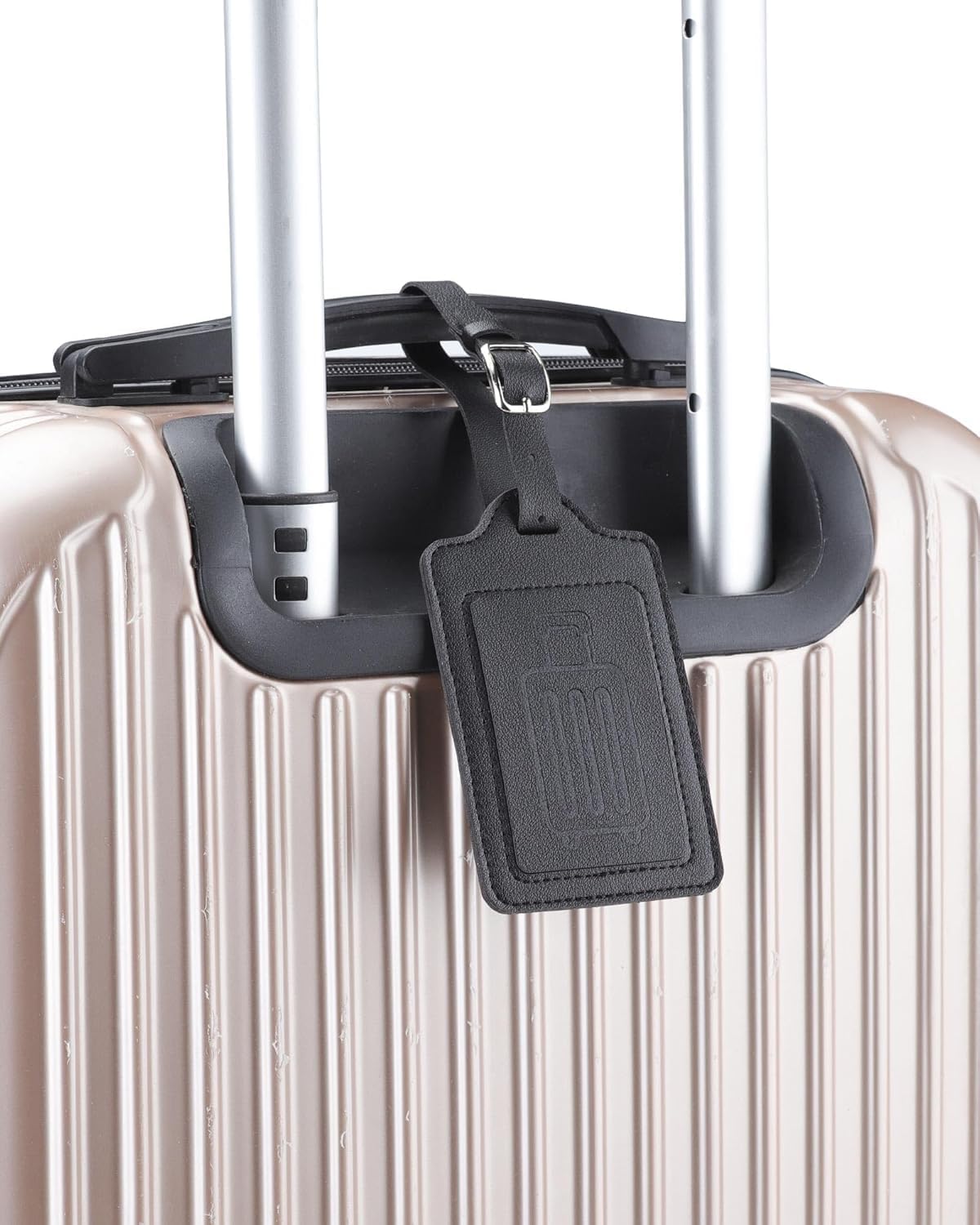 Teskyer Luggage Tags for Suitcases, TSA Approved with Privacy Protection Cover, Premium Faux Leather Bag Tags for Travel - 4 Pack, Black