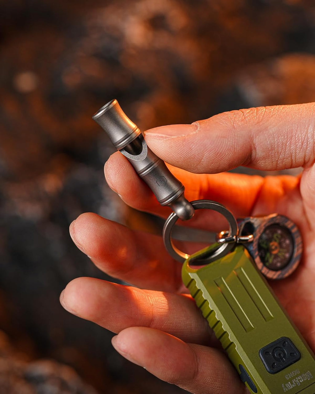KeyUnity Titanium Emergency Whistle with Metal Lanyard, 120dB+, One-Piece Outdoor Survival Whistle, Ultra-Light, Rustproof