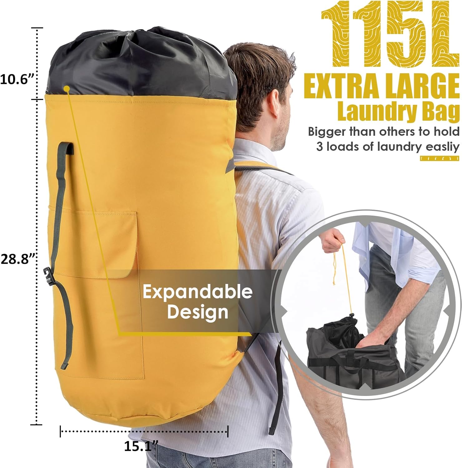 Laundry Bag, Extra Large Laundry Bags for College, Laundry Bag with Straps, Dorm Room Essentials, Laundry Duffle Bag, Dirty Clothes Bag, Laundry Bags for Travel, College Dorm Essentials for Guys