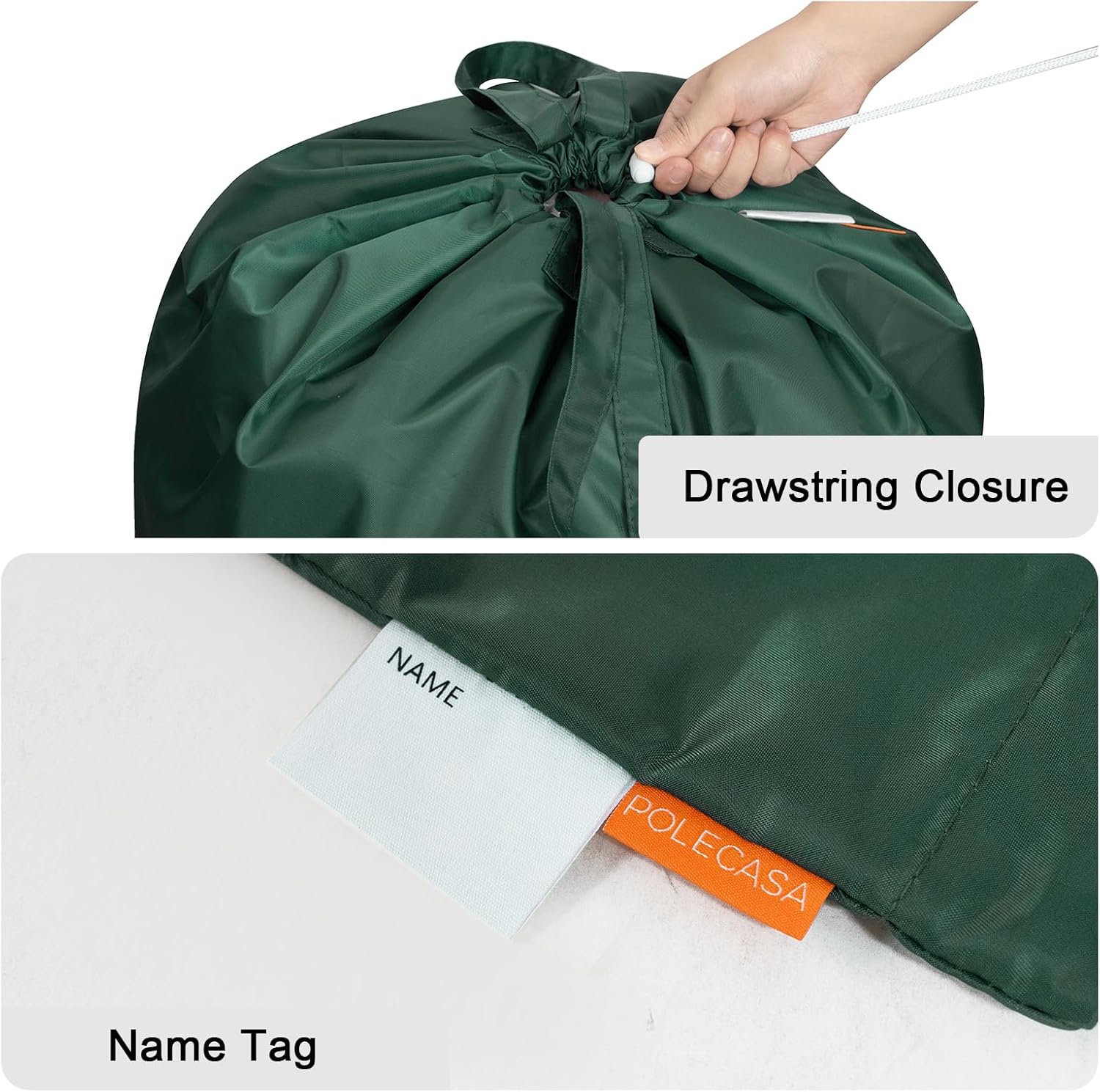 Polecasa Small Heavy Duty Laundry Bag with 130gsm Tear Resistant Fabric and Handles, Easy to Carry Durable Dirty Clothes Drawstring Bag, Perfect for College Dorm, Travel 2 Pack 21”x24”, Green