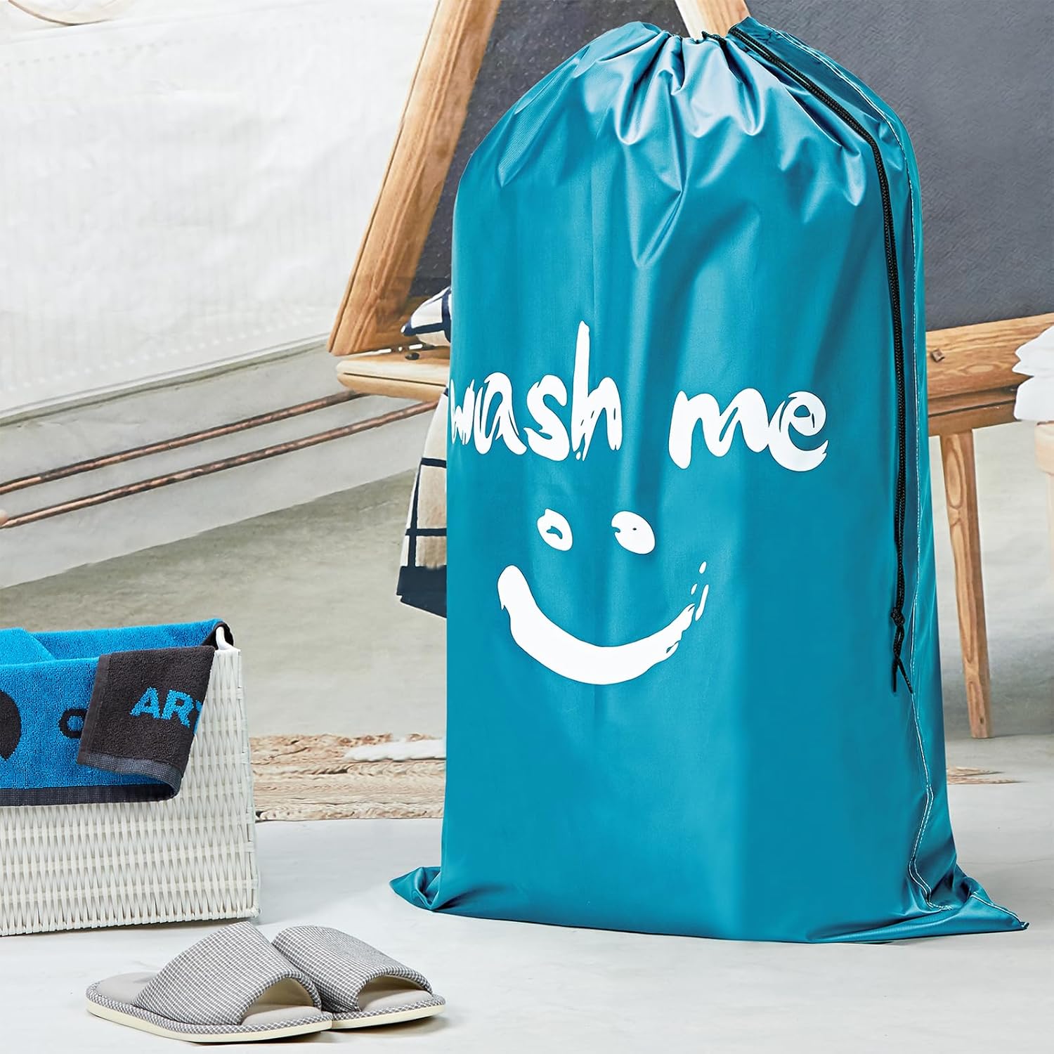 HOMEST 2 Pack XL Wash Me Travel Laundry Bag, Dirty Clothes Organizer, Large Enough to Hold 4 Loads of Laundry, Easy Fit a Laundry Hamper or Basket