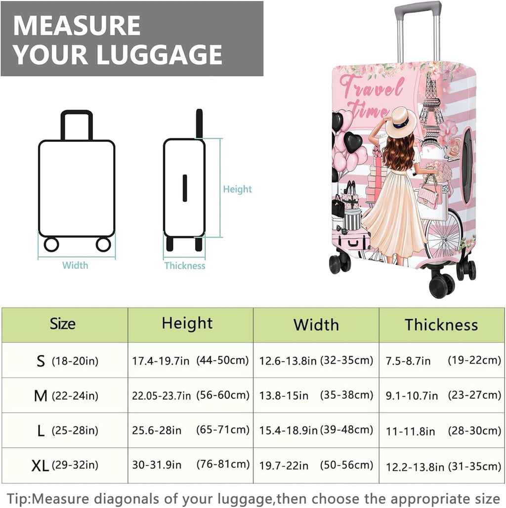 Travel Luggage Cover Suitcase Protector Fits 18-32 Inch Wheel Covers PatternedTravel Related Items Flower Luggage Protector Elastic S