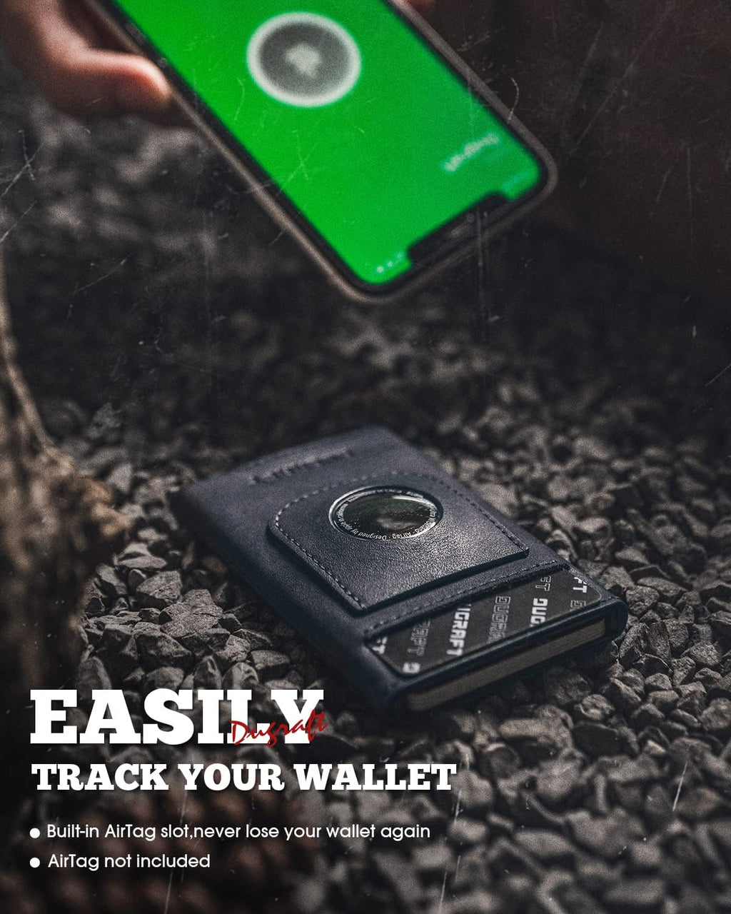 DUGRAFT Pop Up Wallet with AirTag Holder, RFID Blocking Air Tag Wallet with Money Clip Smart Credit Card Holder Wallet for Men(AirTag Not Included)