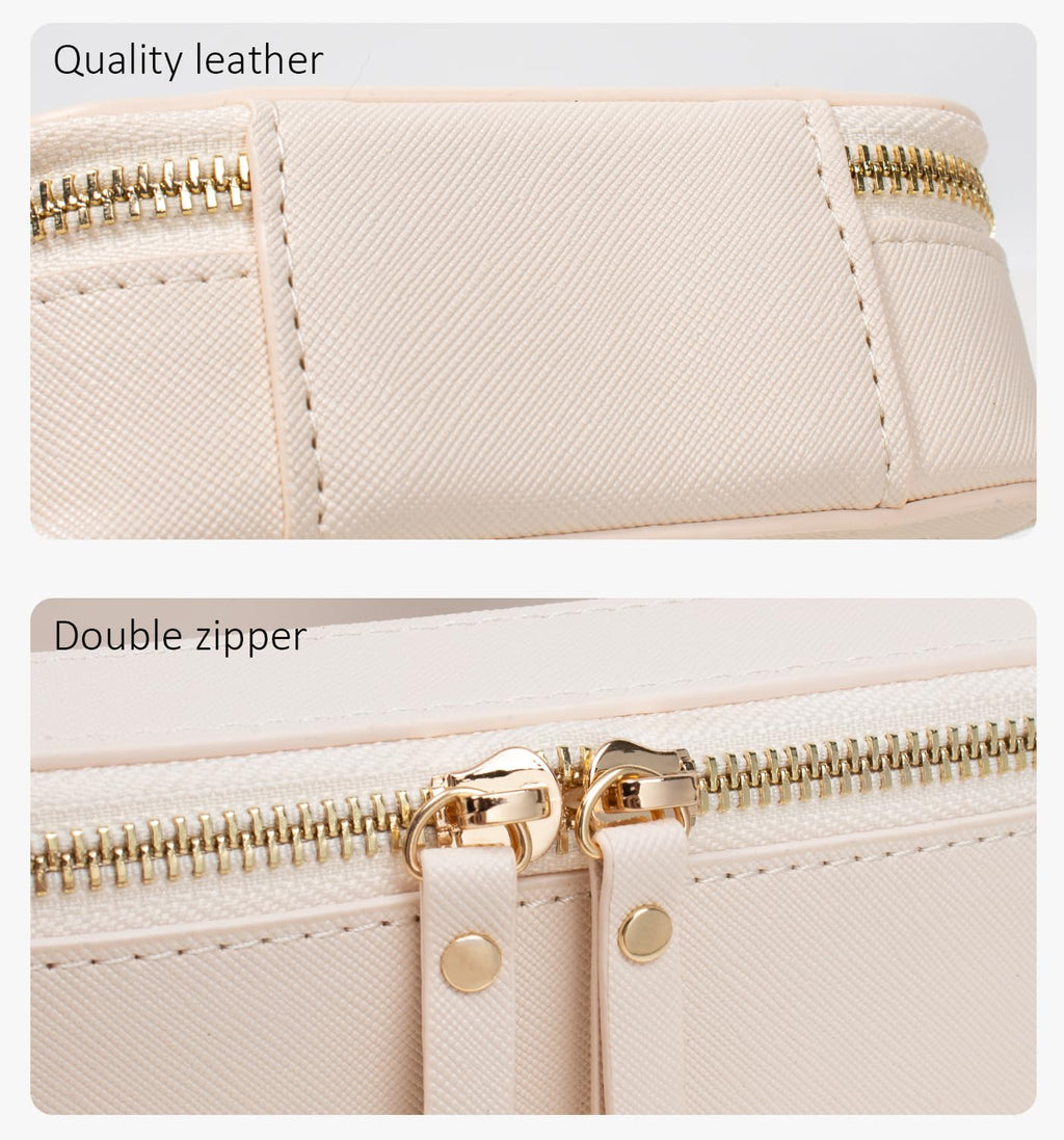 LETGO Clear Makeup Bags Set - TSA Approved Toiletry Bag with Handle Large Opening, Clear Toiletry Bags Case Pouch for Traveling Travel Car Orangizer Storage Essentials(Mini+Large Beige)