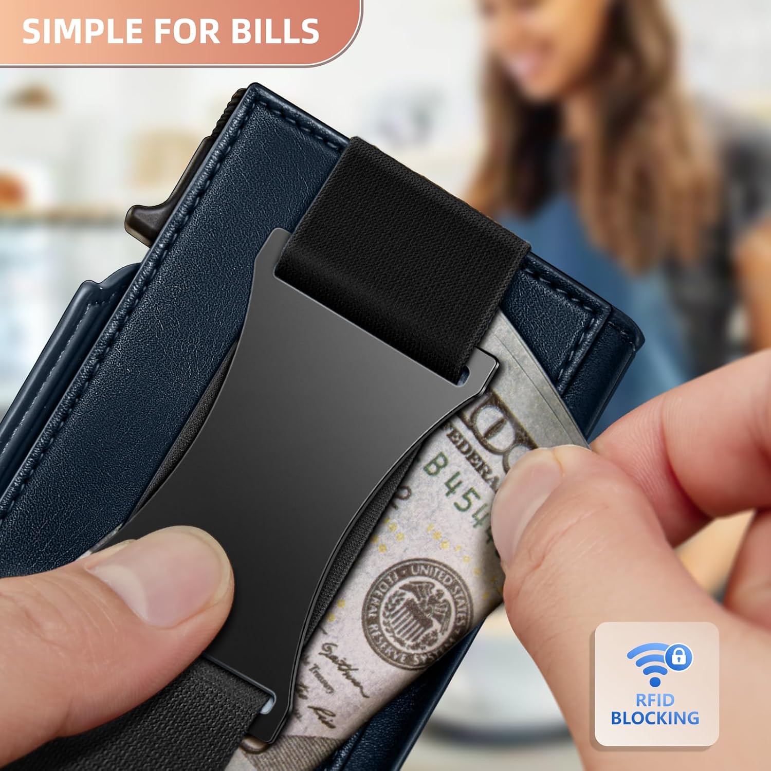 BULLIANT Men Wallet Gift Boxed,Slim Front Pocket Wallet Money Clip Card Holder 3.8"x2.7",Pop-up Access