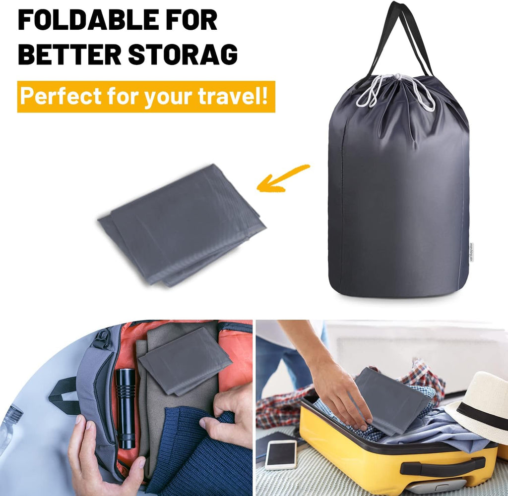 MCleanPin 140L Washable Laundry Bags with Handles,Dirty Clothes Storage for College Dorm or Travel, Laundry Liner Fit Most Laundry Hamper or Basket,2 Pack (Elegant Grey)