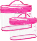 BAGSMART TSA Approved Toiletry Bag, 2 Pack Clear Makeup Cosmetic Bag Organizer, Quart Size Travel Bag for Toiletries, Carry-on Travel Accessories Essentials, Rose Red-2pcs