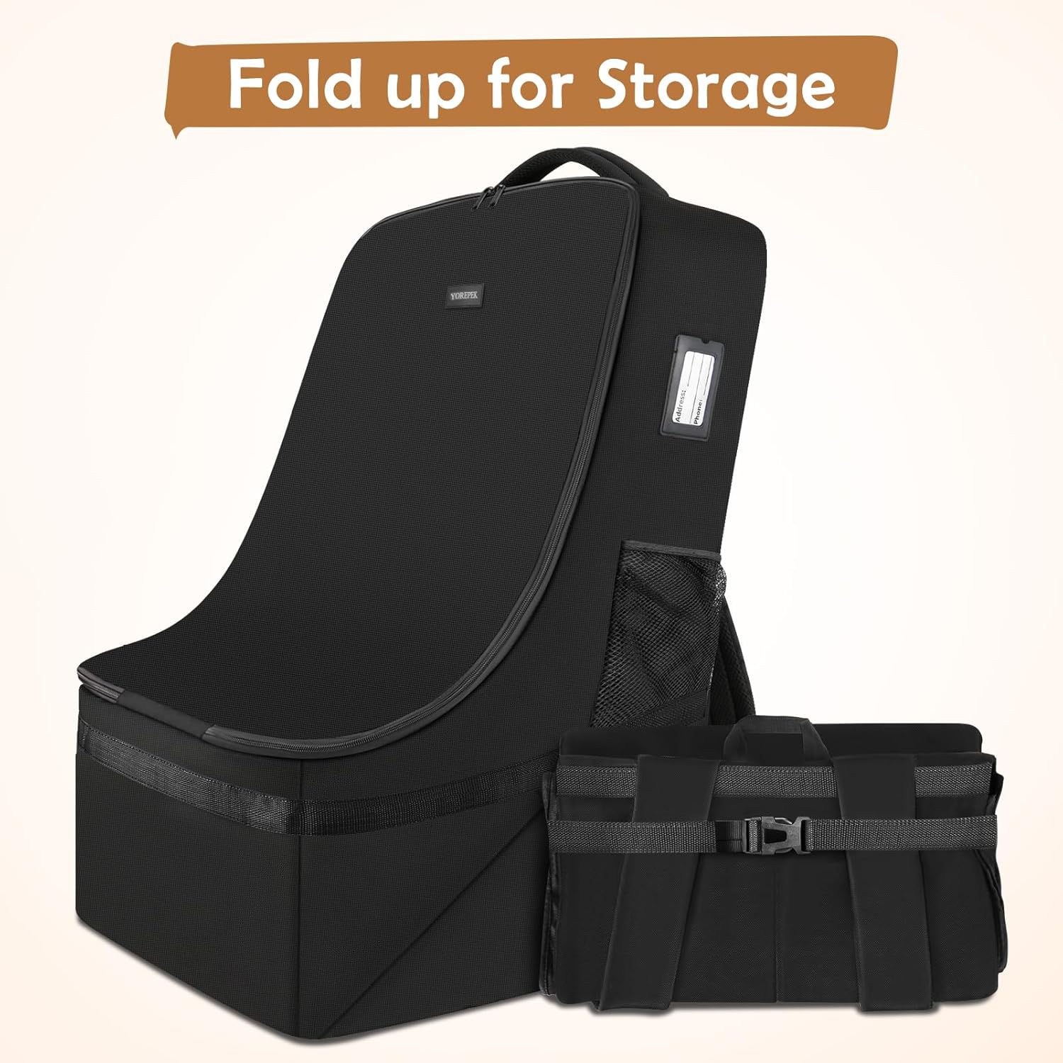 YOREPEK Padded Car Seat Backpack for Air Travel, Baby Travel Essentials for Flying, Car Seat Protector Bag for Baby Travel, Car Seat Bag for Airplane Travel (All Black)