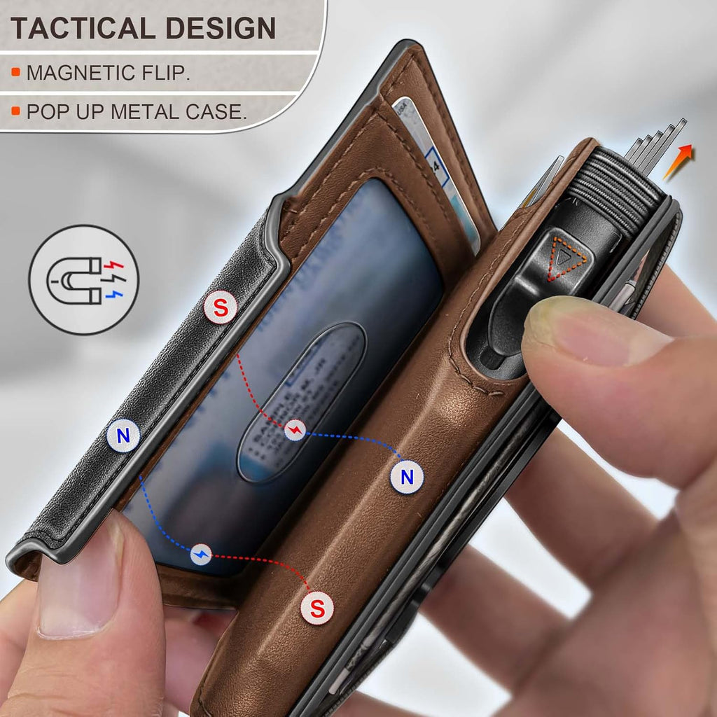 BULLIANT Men Wallet Gift Boxed,Slim Front Pocket Wallet Money Clip Card Holder 3.8"x2.7",Pop-up Access