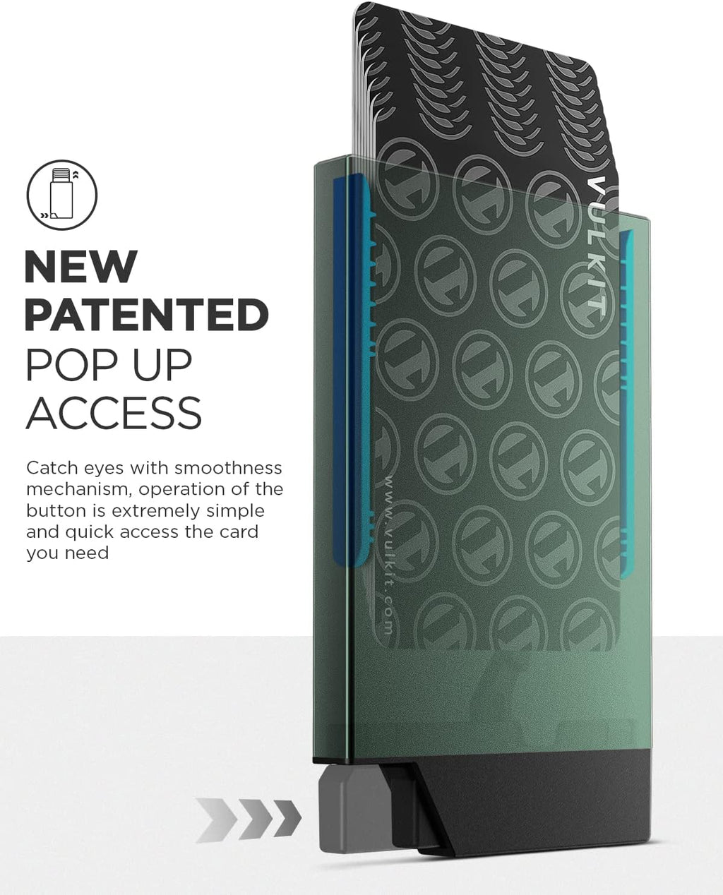 VULKIT Pop up Card Holder Minimalist Credit Card Holder RFID Blocking Slim Metal Card Case for Men or Women(Midnight Green)