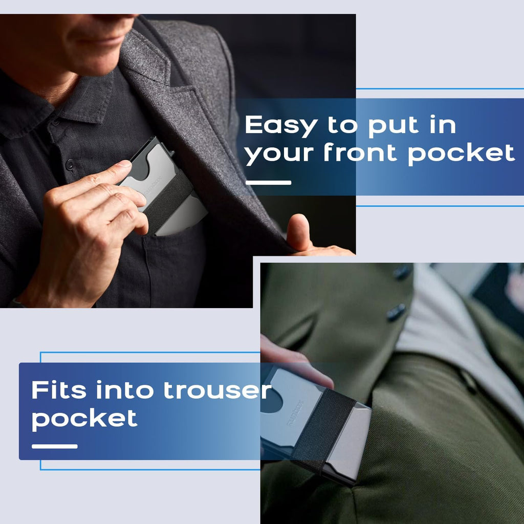 Mens Business Card Holder, Slim Card Wallet for Men and Women, Minimalist RFID Blocking Wallet with Pop-Up Function, Thin Design, Metal Cases Holds 6+6 Cards, Gifts for Men, Men's Accessories