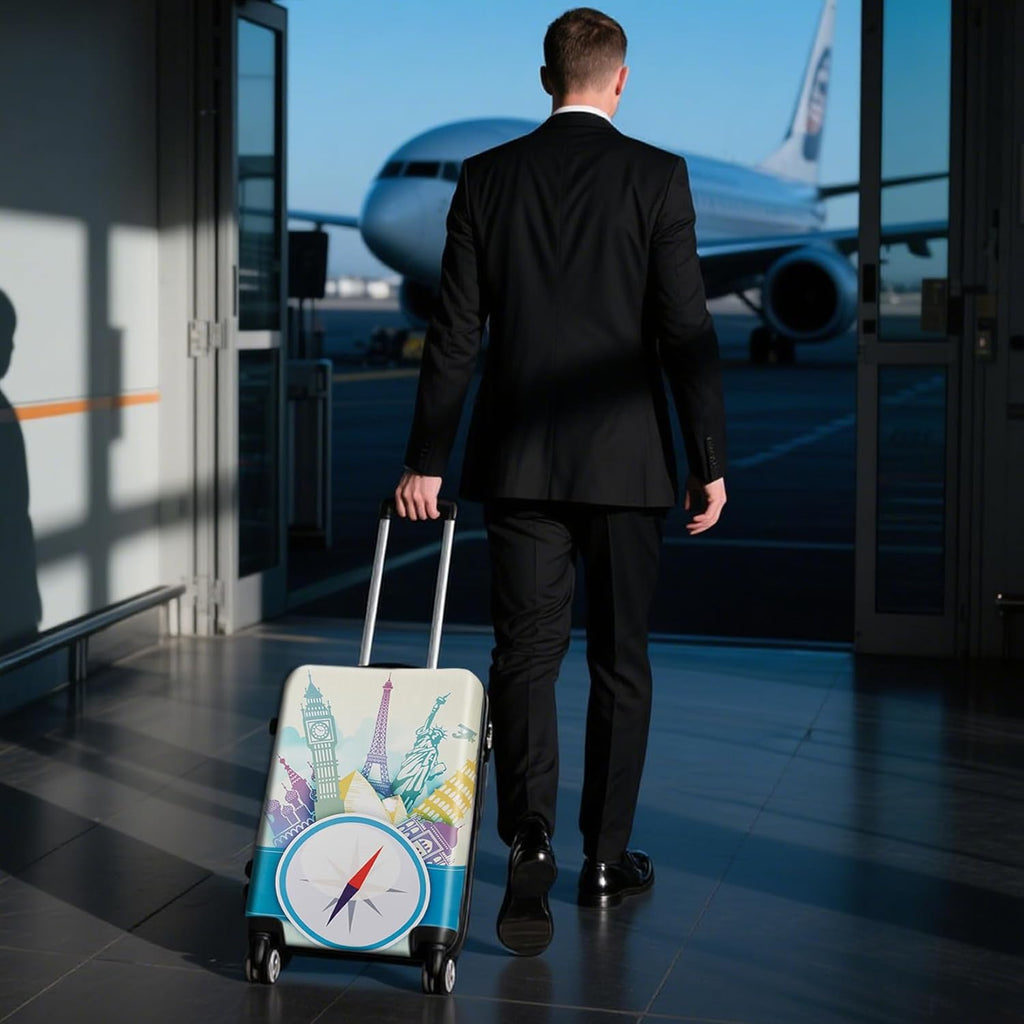 WUJIAONIAO Travel Luggage Cover Spandex Suitcase Protector Washable Baggage Covers (L (for 25-28 inch luggage), compass)