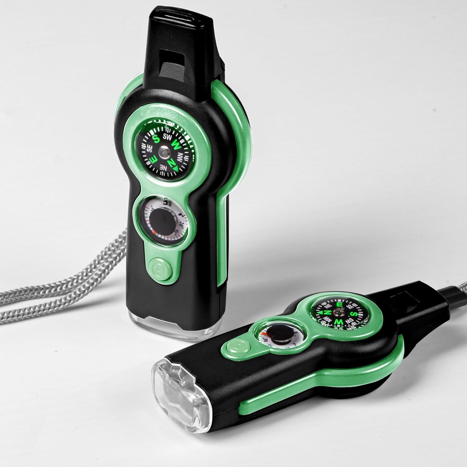 Emergency Survival Function Whistle, Outdoor Multifunctional Tool Safety Whistle with Lanyard, Ideal for Kayaking, Boating, Hiking, Camping, Climbing, Hunting, Fishing, Rescue Signaling