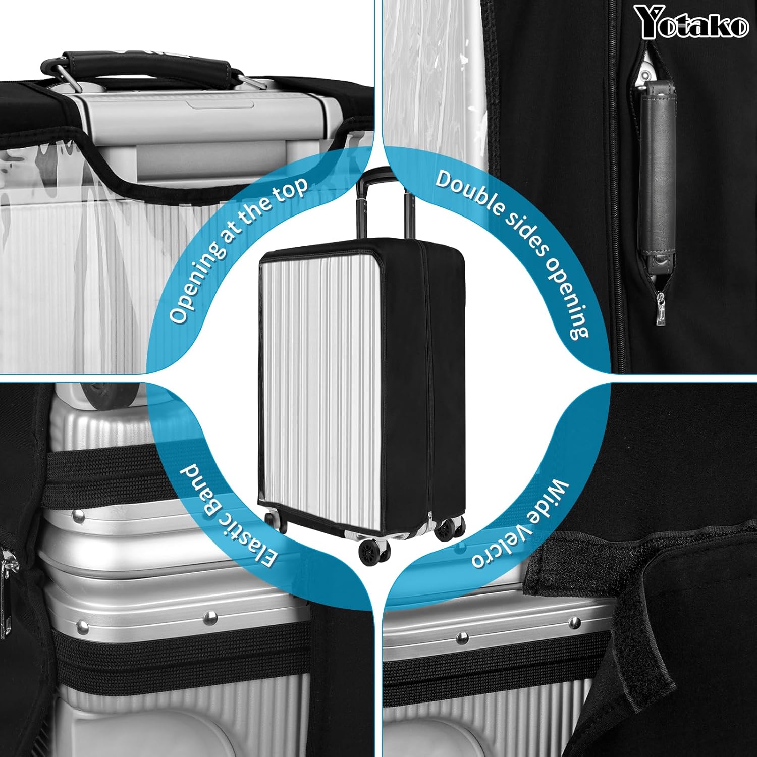 Yotako Upgraded Zippered Transparent PVC Suitcase Cover, No Disassembly Required Clear Luggage Protector for Suitcase Luggage Protector Cover 26''
