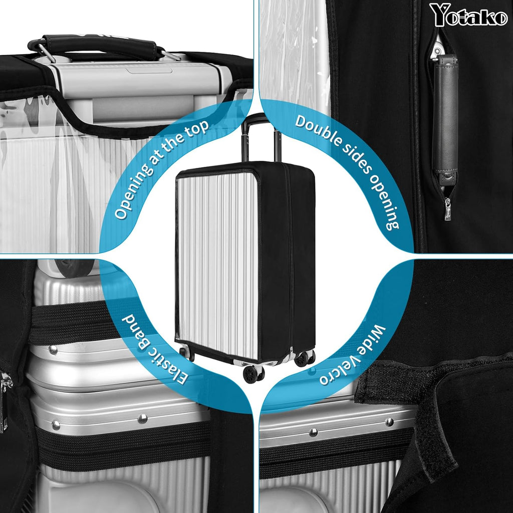 Yotako Upgraded Zippered Transparent PVC Suitcase Cover, No Disassembly Required Clear Luggage Protector for Suitcase Luggage Protector Cover 28''