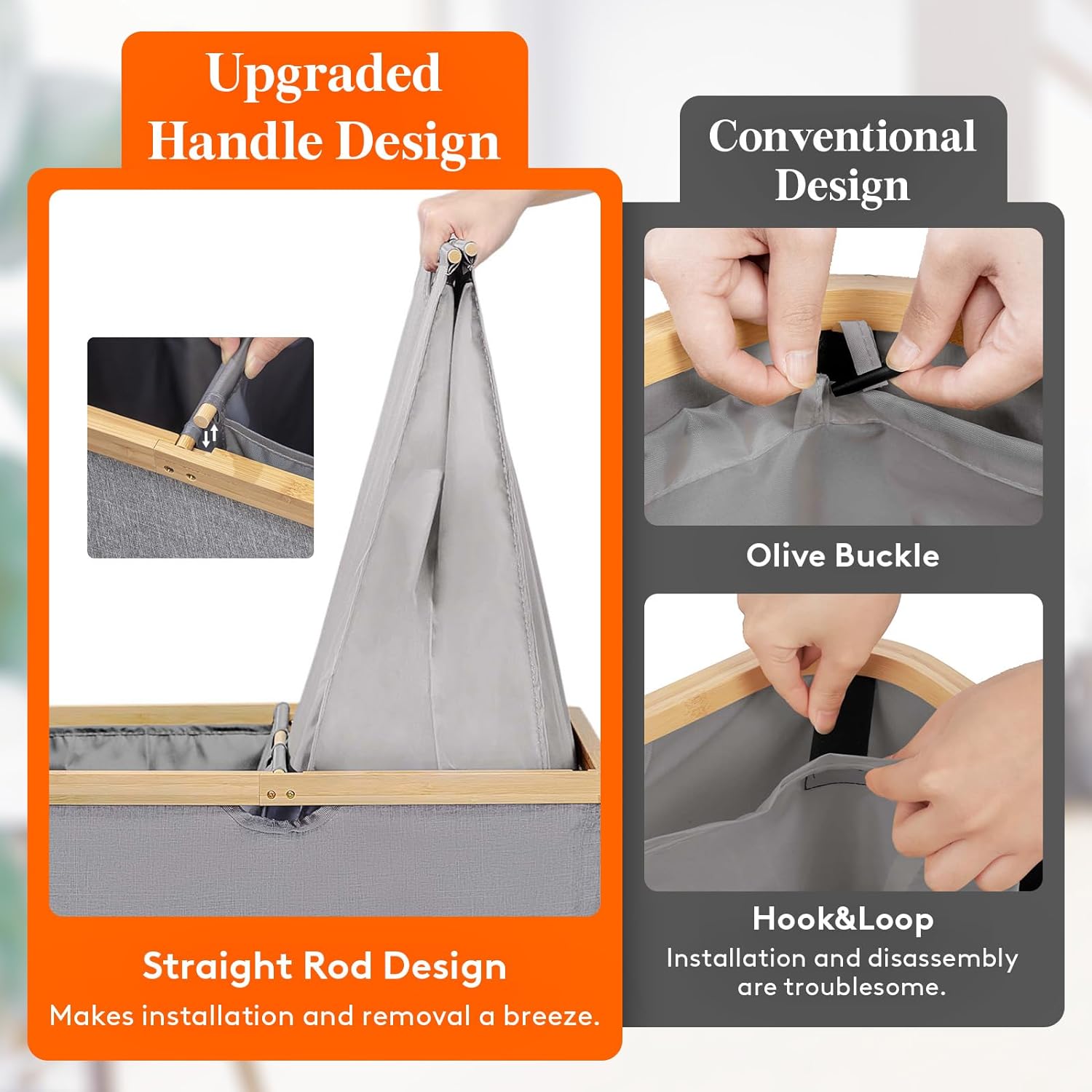 Lifewit 160L Double Laundry Hamper with Lid, Extra Large Bamboo Laundry Basket Dirty Clothes Hamper, 2 Section Laundry Bin Organizer for Laundry Room Bedroom with 2 Removable Liners & Bags, Gray