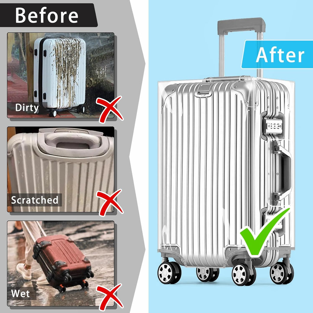 Yotako Clear PVC Suitcase Cover Tough Protector, 26 Inch Luggage Covers for Wheeled Suitcase 26"