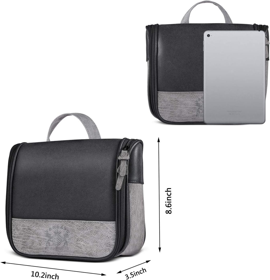 Hanging Toiletry Bag for Men VANCASE Vintage Leather Shaving Dopp Kit Medium Waterproof Travel Bathroom Bags Portable Shower Organizer
