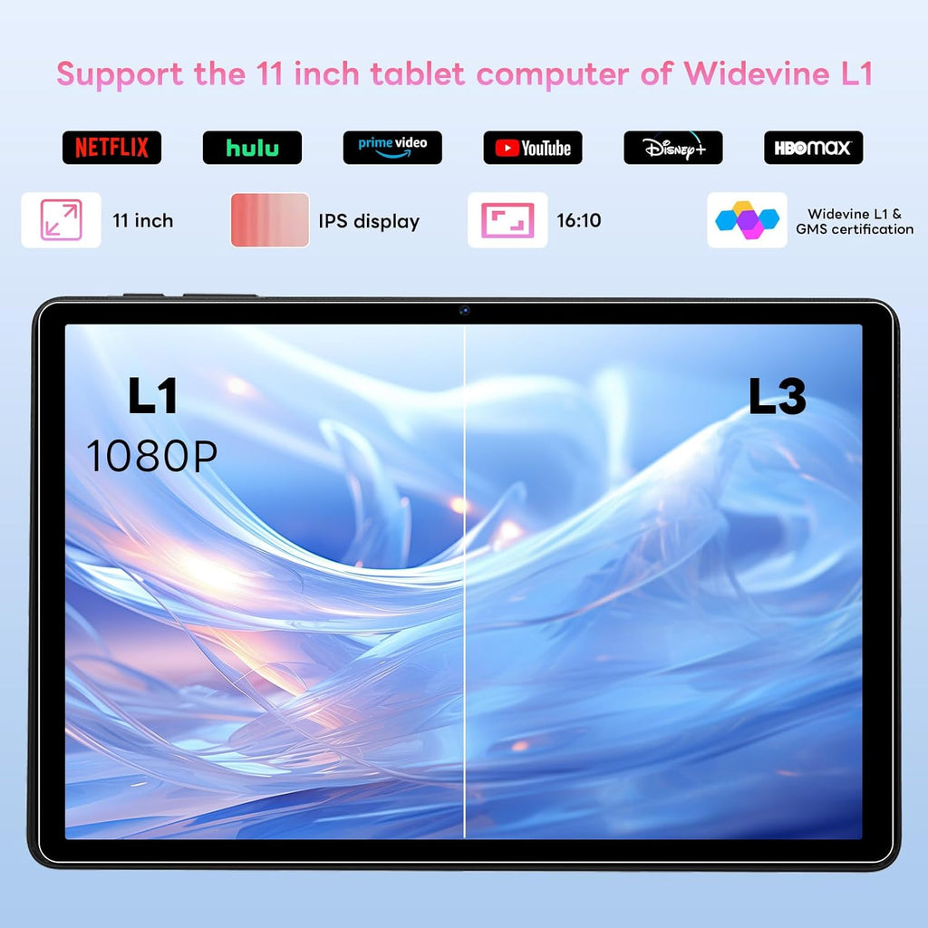 11" Tablet, Android 14 with Octa-core Processor, 12GB+128GB, 1TB Expandtion, 8000mAh Battery, IPS Large Display, BT5.0, 2.4G/5GHz WiFi Tablets (Black)