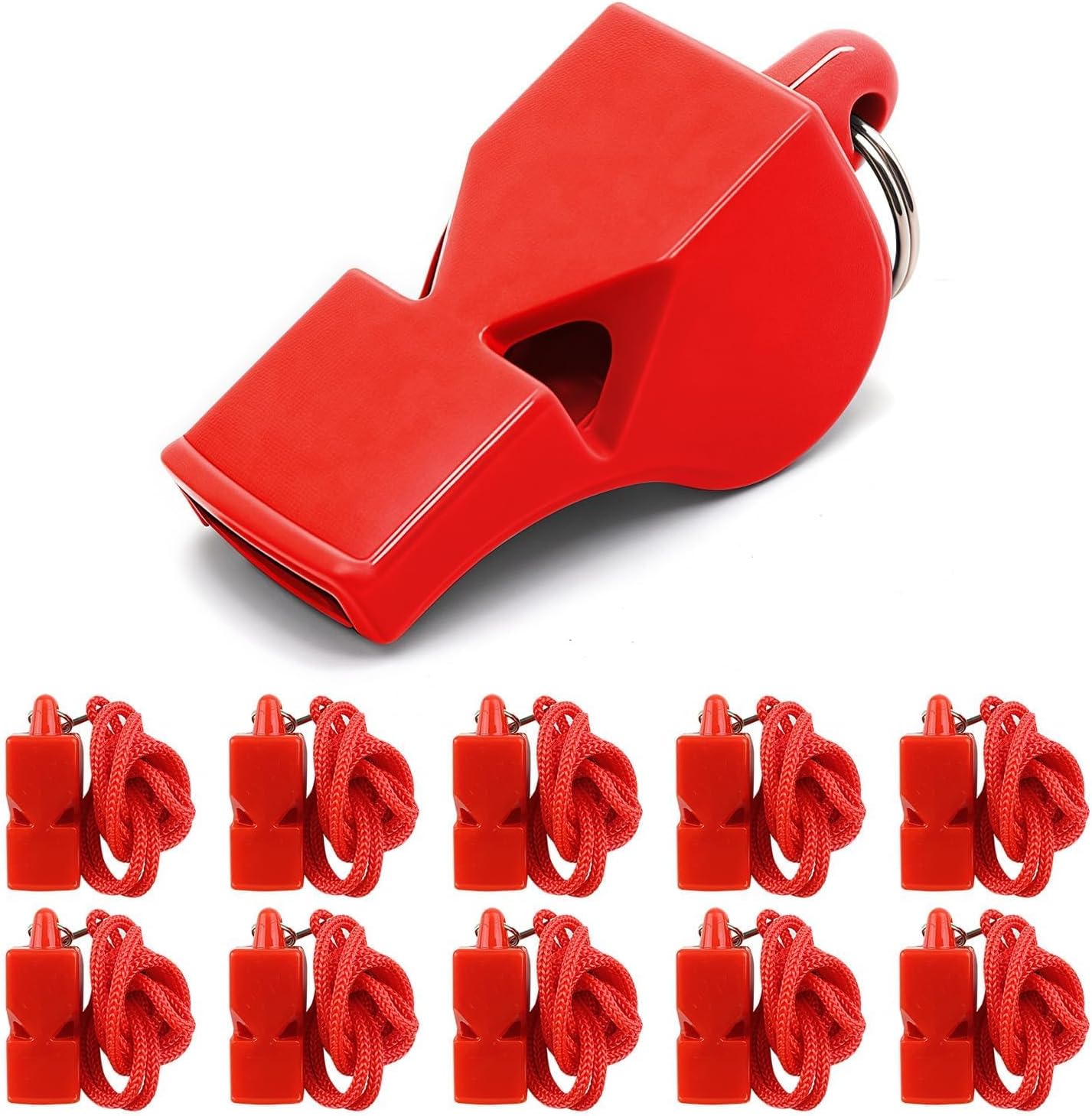 Emergency Whistles with Lanyard Red Safety Whistle for Lifeguard Outdoor Emergency Camping Hiking Boating Loud Signaling Whistles