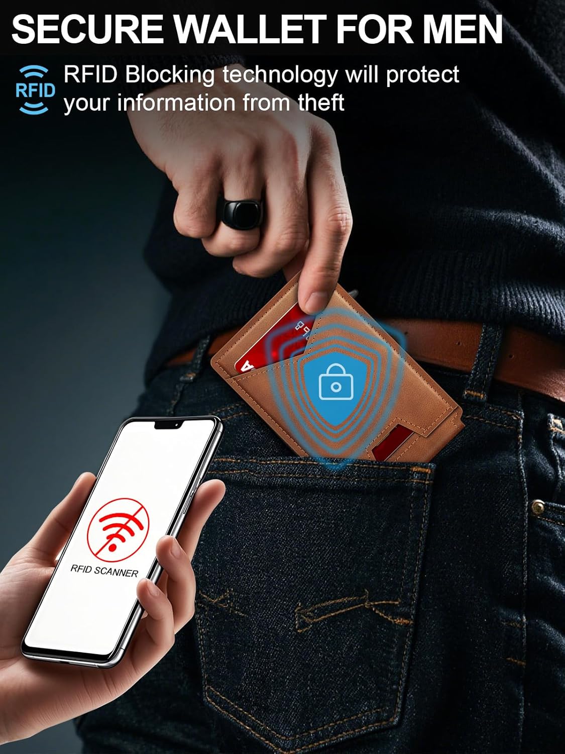 Wallet for Men RFID Wallet with Money Clip, Slim Pop Up Card Holder for 10-12 Cards, Minimalist Smart Credit Card Case with ID Window, Bifold Metal Wallet for Front Pocket, Gifts for Men