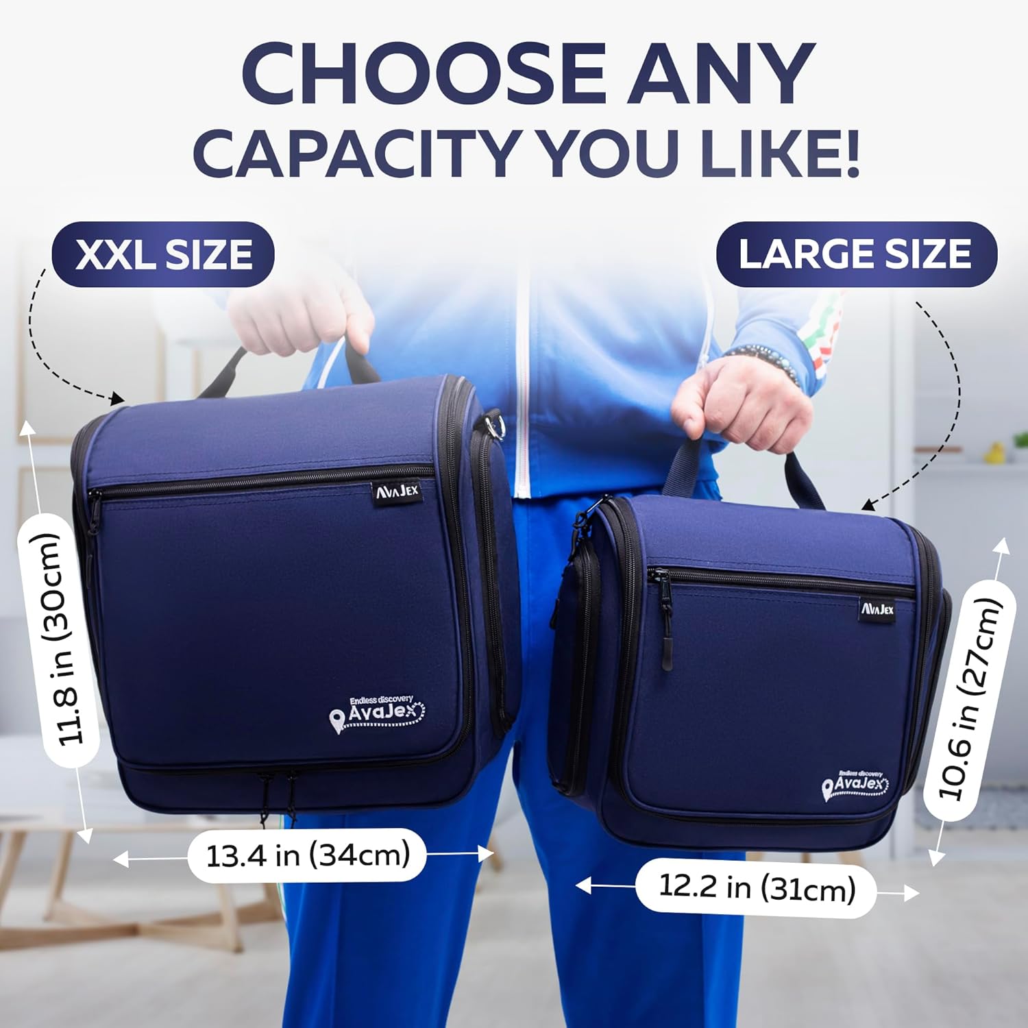 Extra Large Hanging Travel Toiletry Bag for Men and Women - Cosmetic Travel Bag With Shoulder Strap - Waterproof Hygiene Bag with Metal Xxl Swivel Hook and 19 Compartments for Toiletries