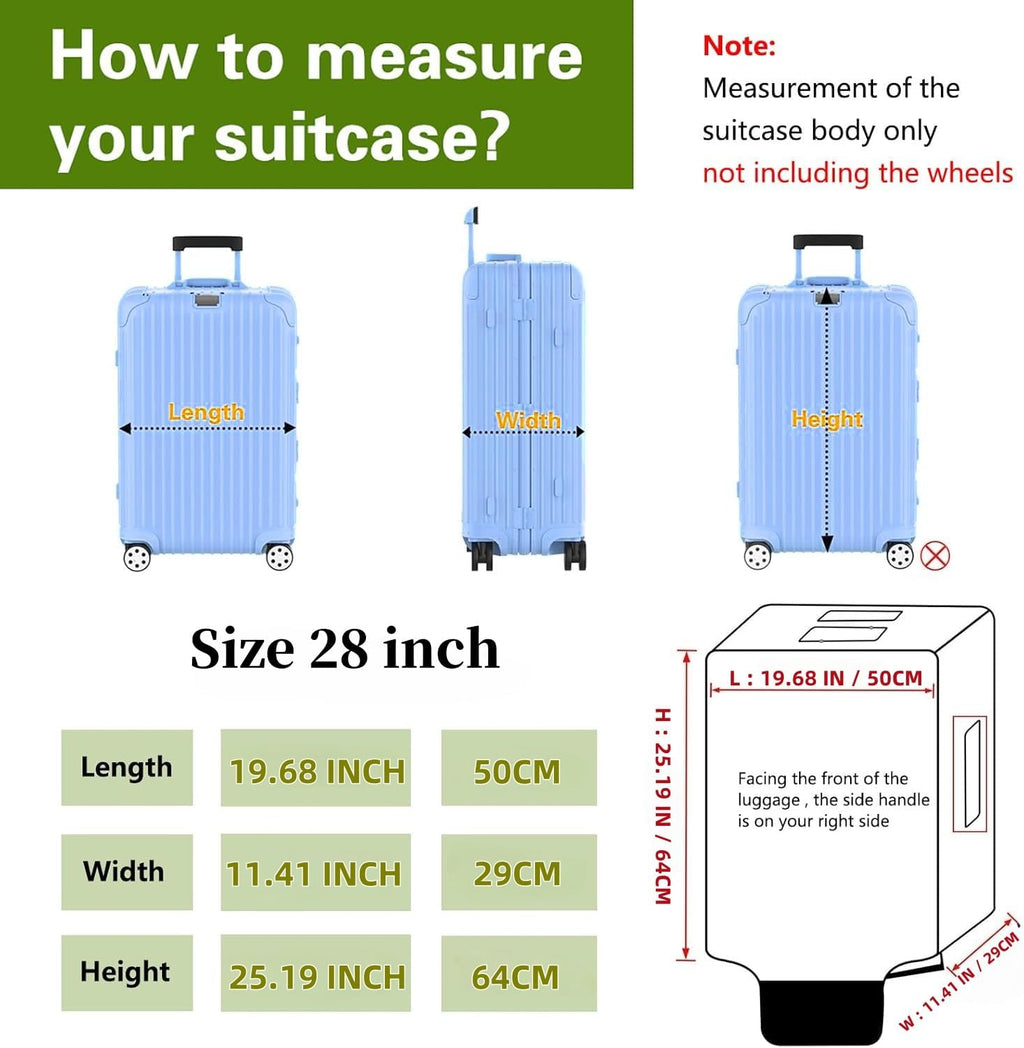 Luggage Cover Clear PVC Suitcase Cover Thick Transparent Waterproof Suitcase Protector for 20"/24"/28"/30" inch