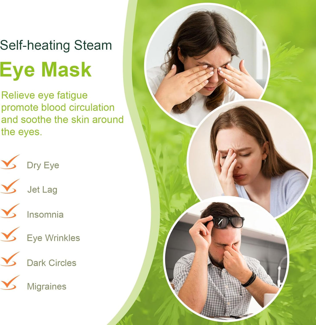 10 Packs Steam Eye Mask, Wormwood Steam Eye Masks Disposable, Self-Heating Relief Heated Eye Mask for Fatigue, Perfect for Home, Sleep, Spa & Travel