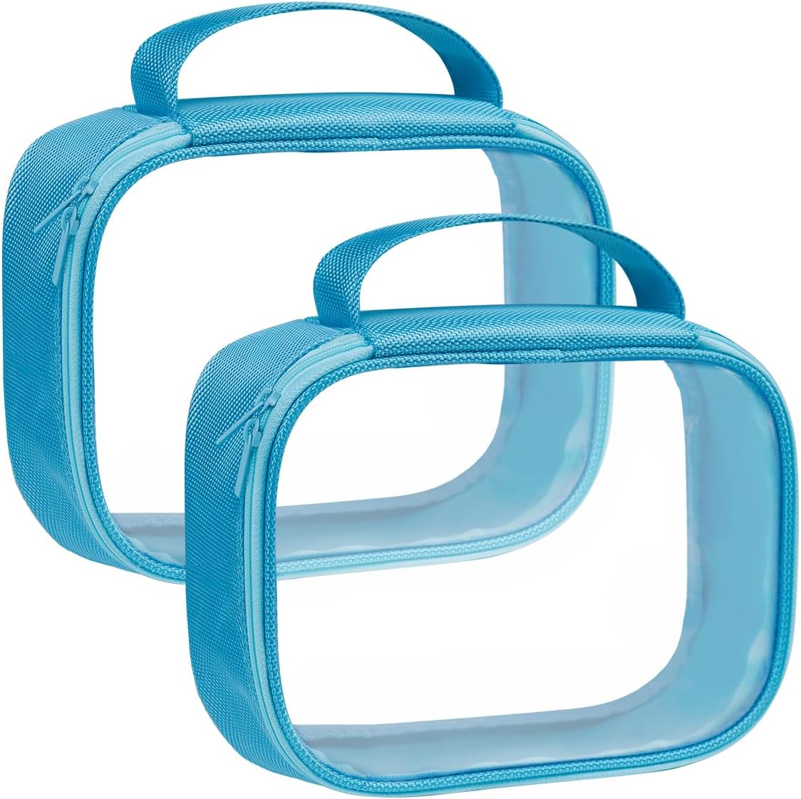 Moyad TSA Approved Clear Toiletry Bag, 2 Pack Quart Size 3-1-1 Liquids Pouch for Travel, Transparent Makeup & Cosmetic Organizer for Women Men, Blue