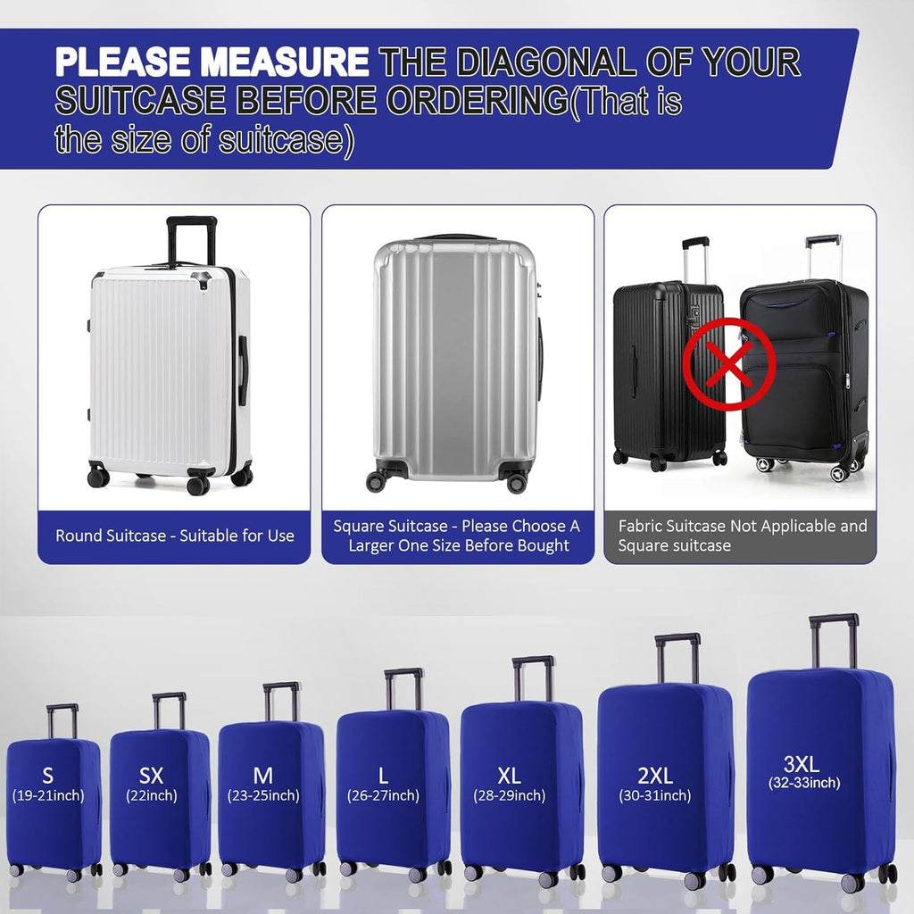 Travel Luggage Cover Suitcase Protector Scratch-Resistant Fit 19-31 Inch Suitcase, Not Included Suitcase (Blue, 2XL(30-31 inch))
