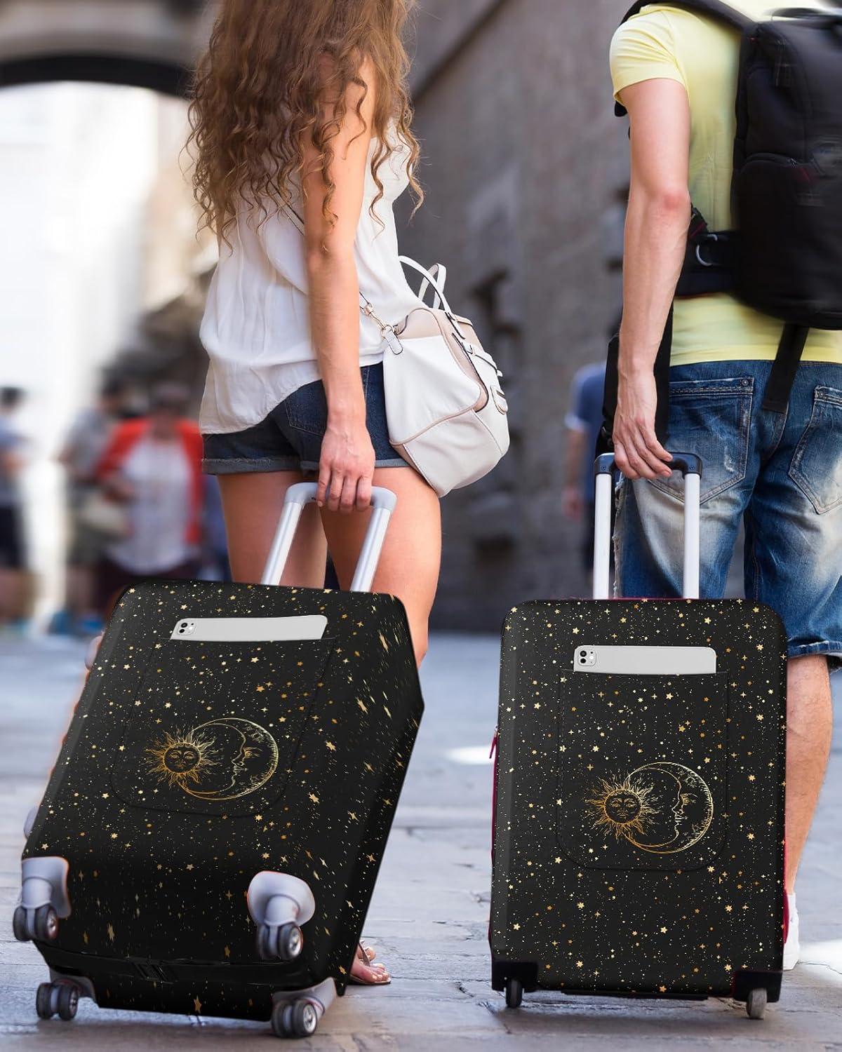 Slohif Luggage Cover for Suitcase Tsa Approved Protector - Luggage Sleeve Large Suit Case Cover Travel Stretch Baggage Case Protective Washable Fit 30-32 Inch Sun XL