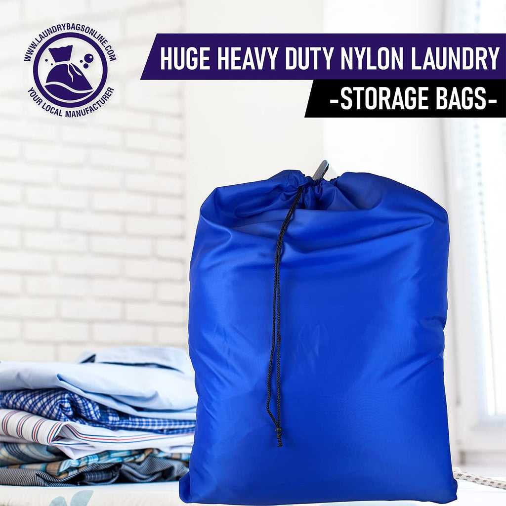 Laundry Bag with Locking Closure Drawstring – Extra Large Heavy Duty 100% Nylon, Large & Foldable Clothes Sack – Lightweight Dirty Laundry Organizer for Travel, Dorm, Gym – L 40" x H 50" (ROYAL BLUE)
