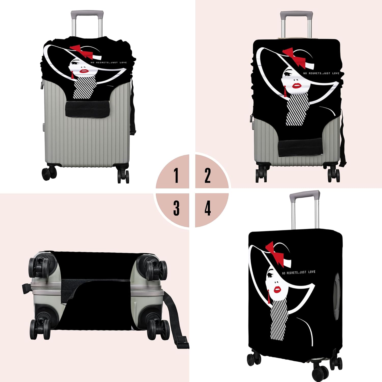 Travel Luggage Cover Suitcase Protector Fits 18-32 Inch Wheel Covers PatternedTravel Related Items Flower Luggage Protector Elastic M