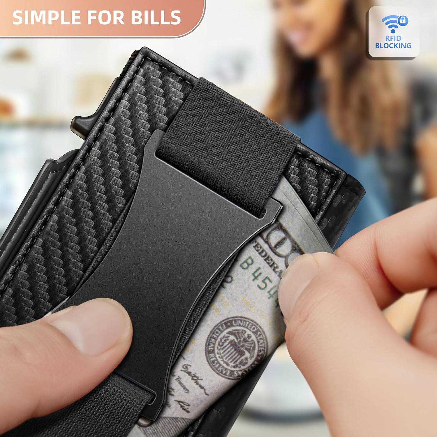 BULLIANT Men Wallet Gift Boxed,Slim Front Pocket Wallet Money Clip Card Holder 3.8"x2.7",Pop-up Access
