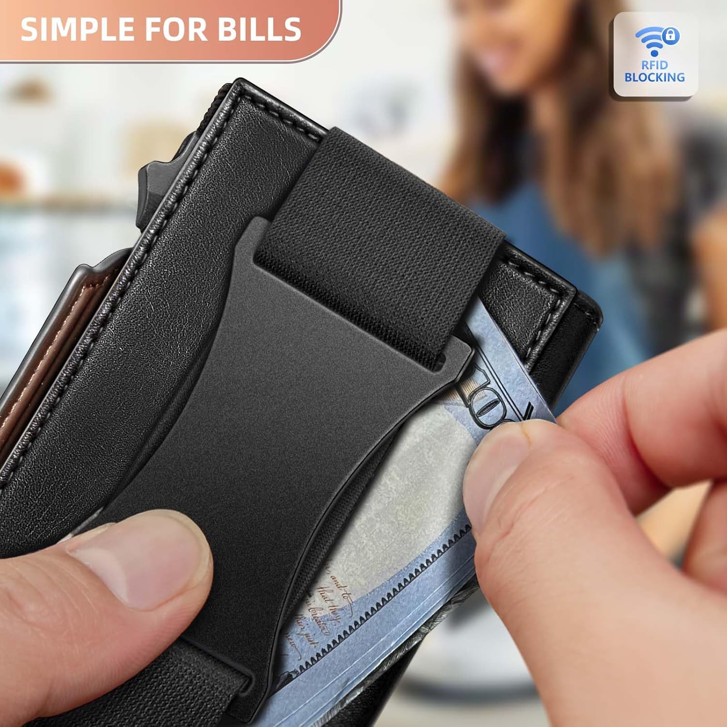 BULLIANT Men Wallet Gift Boxed,Slim Front Pocket Wallet Money Clip Card Holder 3.8"x2.7",Pop-up Access