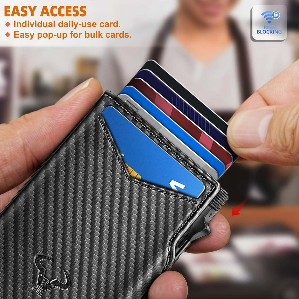 BULLIANT Men Wallet Gift Boxed,Slim Front Pocket Wallet Money Clip Card Holder 3.8"x2.7",Pop-up Access