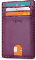 Buffway Mens Slim Wallet, Minimalist Thin Front Pocket Leather Credit Card Holder with RFID Blocking for Work Travel