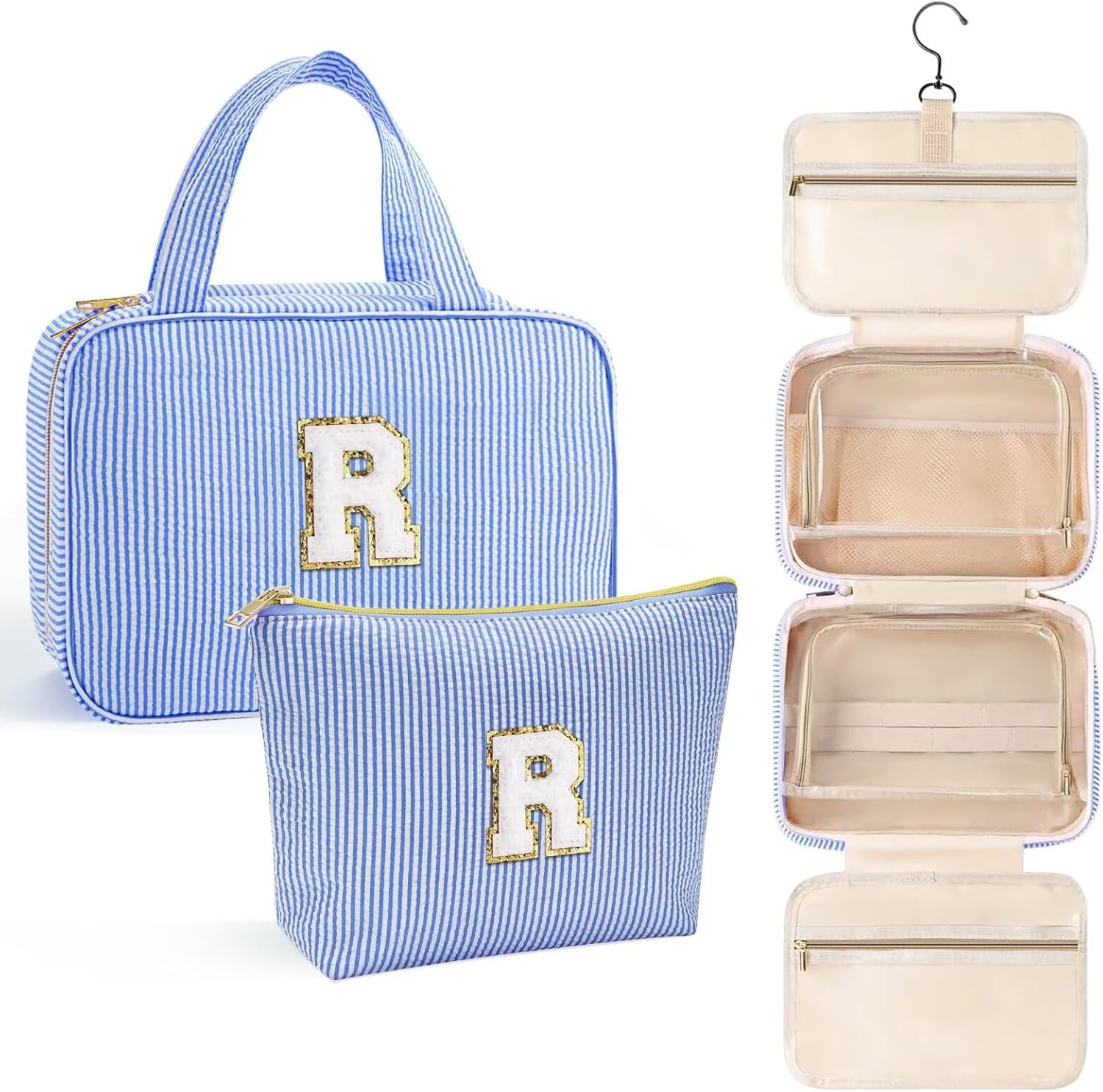 YOOLIFE Hanging Toiletry Bag for Women - Initial Travel Toiletry Bag, Large Capacity Personalized Toiletry Bag for Traveling Women, Travel Essentials Travel Toiletry Bag, Travel Gifts for Women