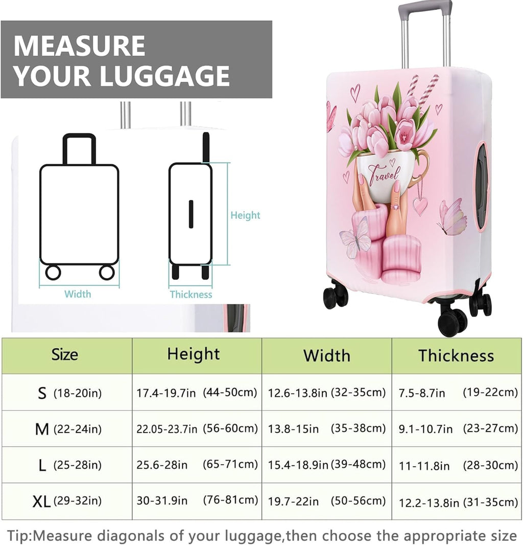 Travel Luggage Cover Suitcase Protector Fits 18-32 Inch Wheel Covers PatternedTravel Related Items Flower Luggage Protector Elastic XL