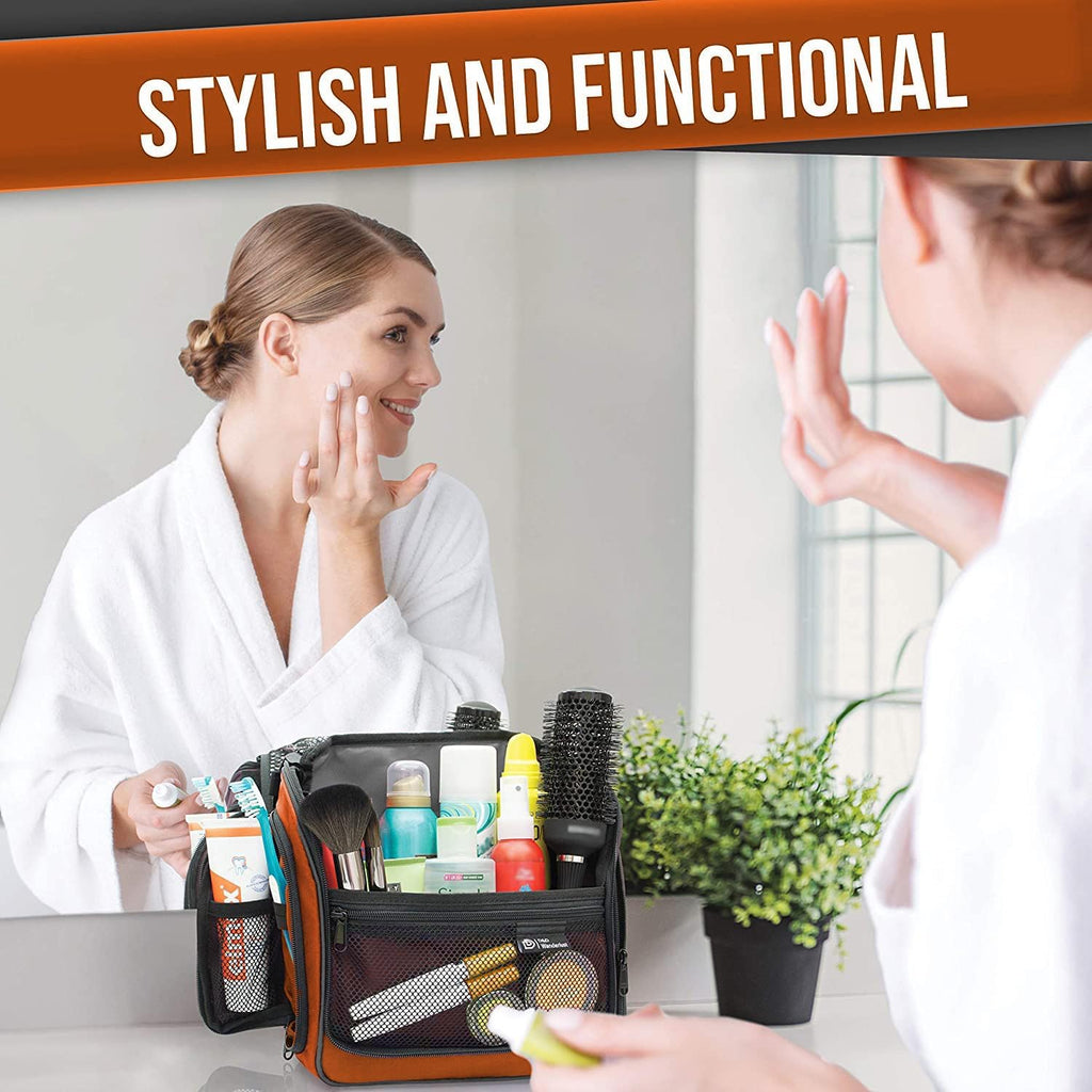 DD D&D Wanderlust D&D Hanging Travel Toiletry Bag for Men and Women – Cosmetics, Makeup and Toiletries Organizer Kit with 10 Compartments, YKK Zippers, XXL Metal Swivel Hook, Water-Resistant Nylon