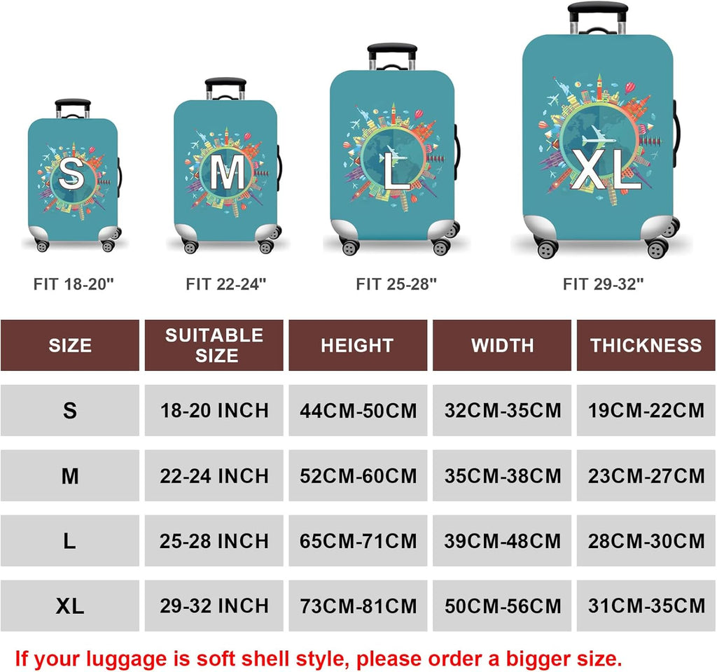 WUJIAONIAO Travel Luggage Cover Spandex Suitcase Protector Washable Baggage Covers (L (for 25-28 inch luggage), Go Travel)