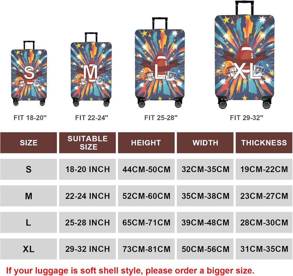 WUJIAONIAO Travel Luggage Cover Baggage Suitcase Cover Protector Skins 18-32 Inch (Rugby, S (for 18-20 inch luggage))