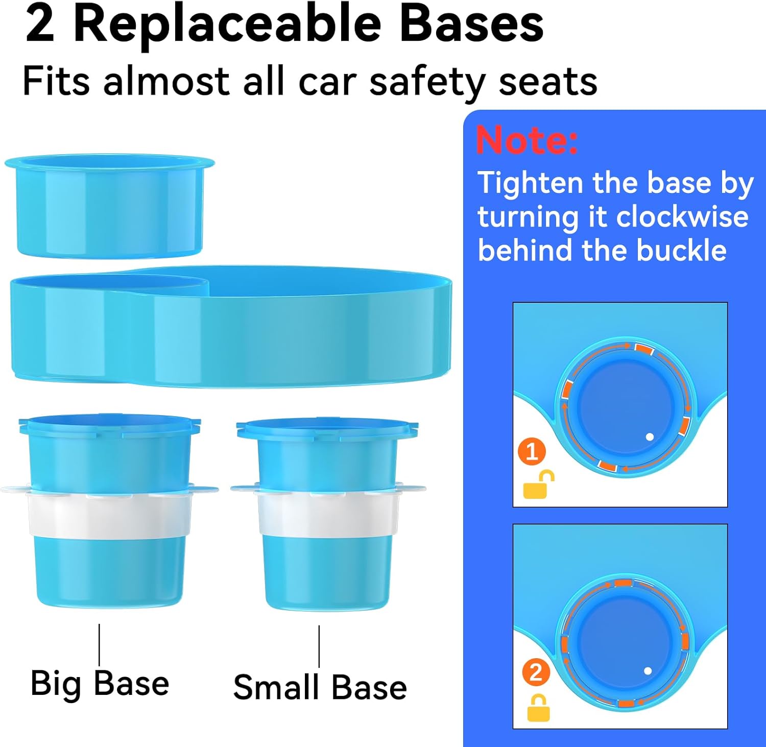[2 Packs] Kids Car Seat Tray, Travel Tray with Cup Holder for Toddler Baby, Kids Car Seat Food Snack Organizer for Road Trip, Stroller snack Organizer Travel Must Haves (Sky Blue, 2 PCS)