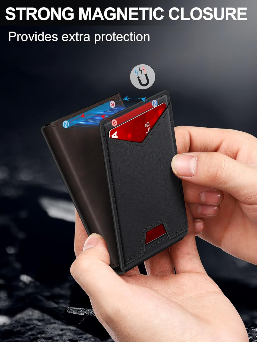 Wallet for Men RFID Wallet with Money Clip, Slim Pop Up Card Holder for 10-12 Cards, Minimalist Smart Credit Card Case with ID Window, Bifold Metal Wallet for Front Pocket, Gifts for Men