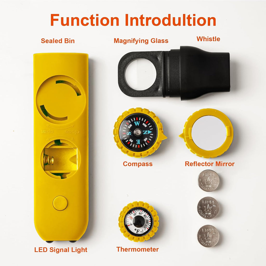 Emergency Survival Safety Whistle，Whistle for Kids with Lanyard,Compass,Thermometer,Ideal for Kayaking, Boating, Hiking, Camping, Climbing