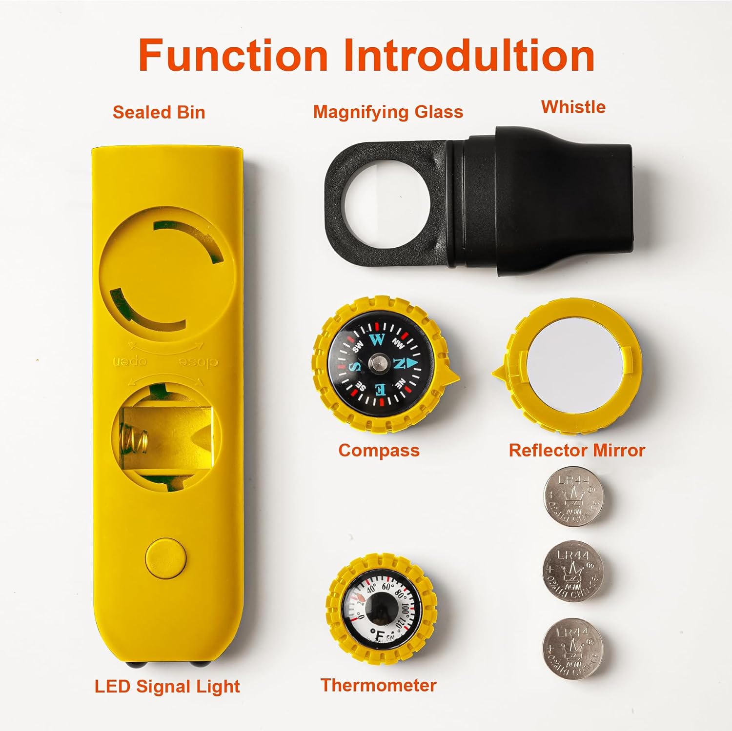 Emergency Survival Safety Whistle，Whistle for Kids with Lanyard,Compass,Thermometer,Ideal for Kayaking, Boating, Hiking, Camping, Climbing