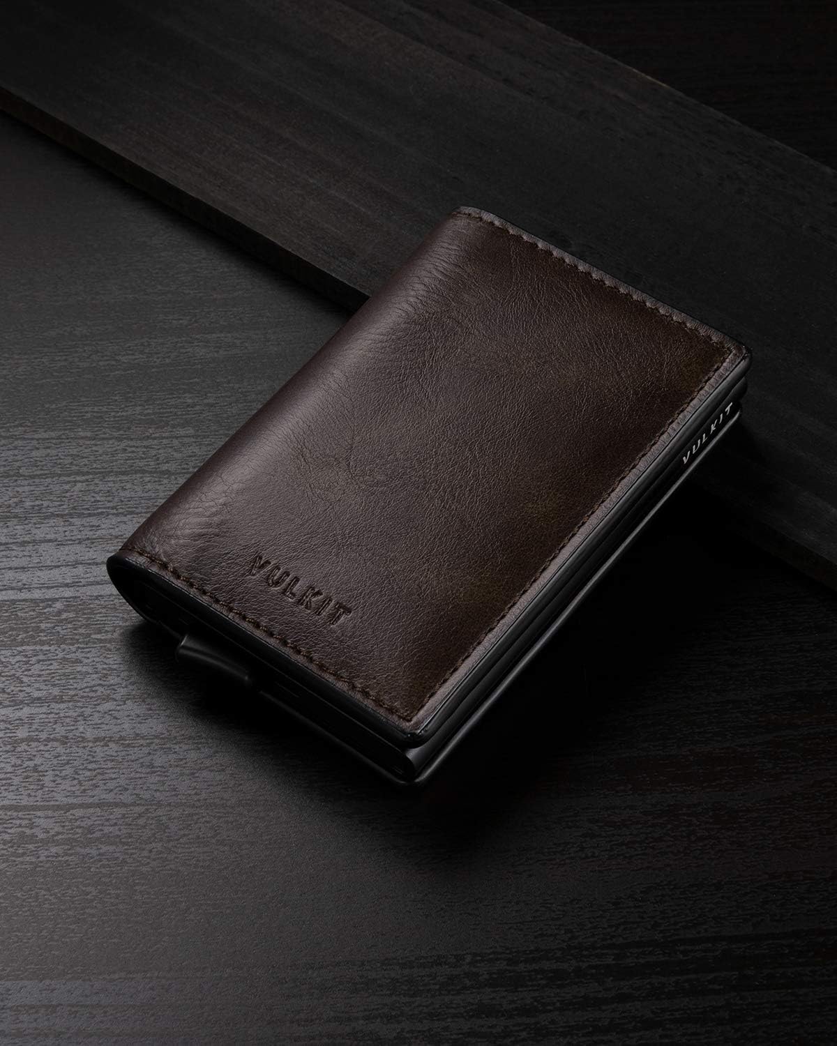 VULKIT Card Holder Pop Up Slim Wallet Leather RFID Blocking Card Case Up to 8 Credit Cards