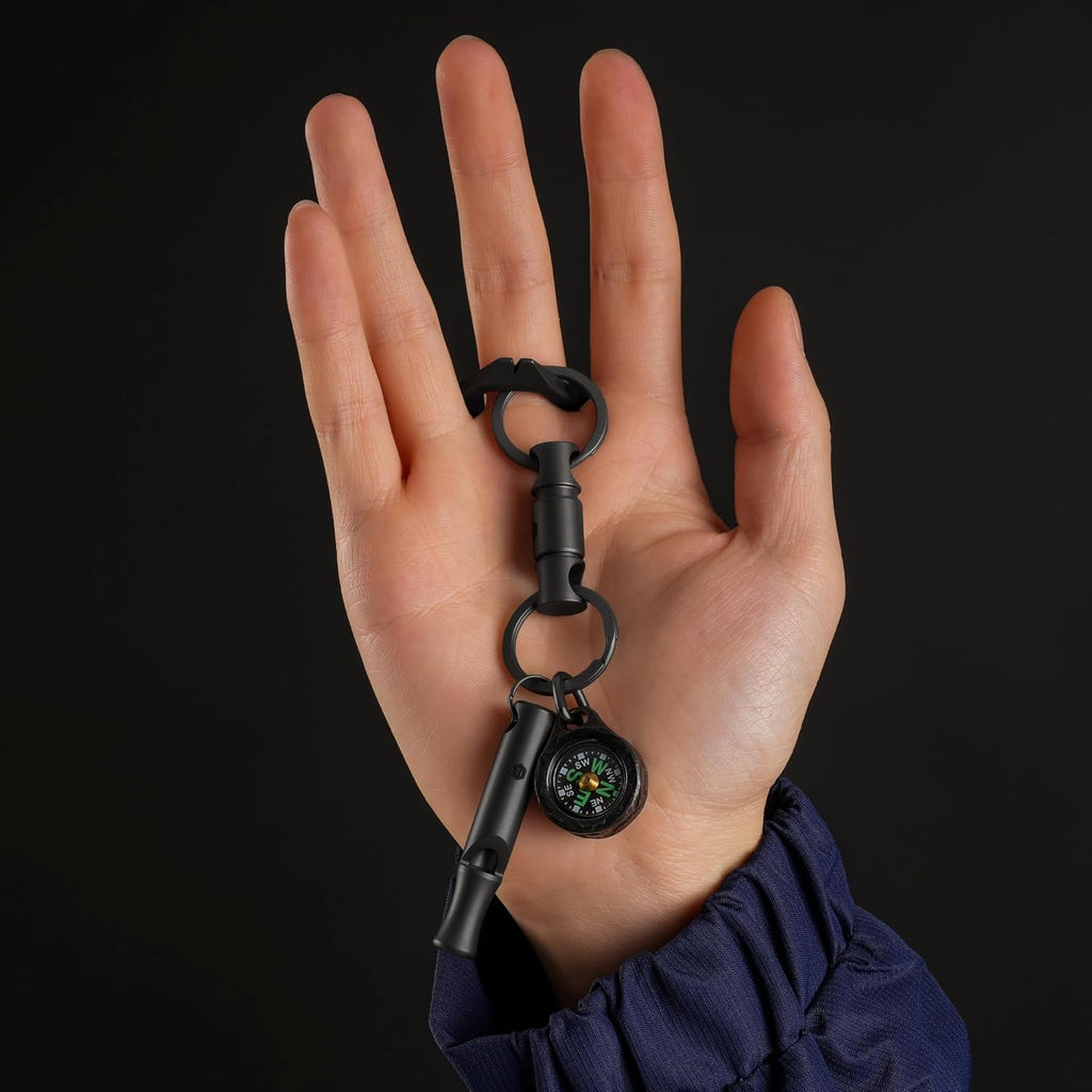 KeyUnity Titanium Emergency Whistle with Metal Lanyard, 120dB+, One-Piece Outdoor Survival Whistle, Ultra-Light, Rustproof