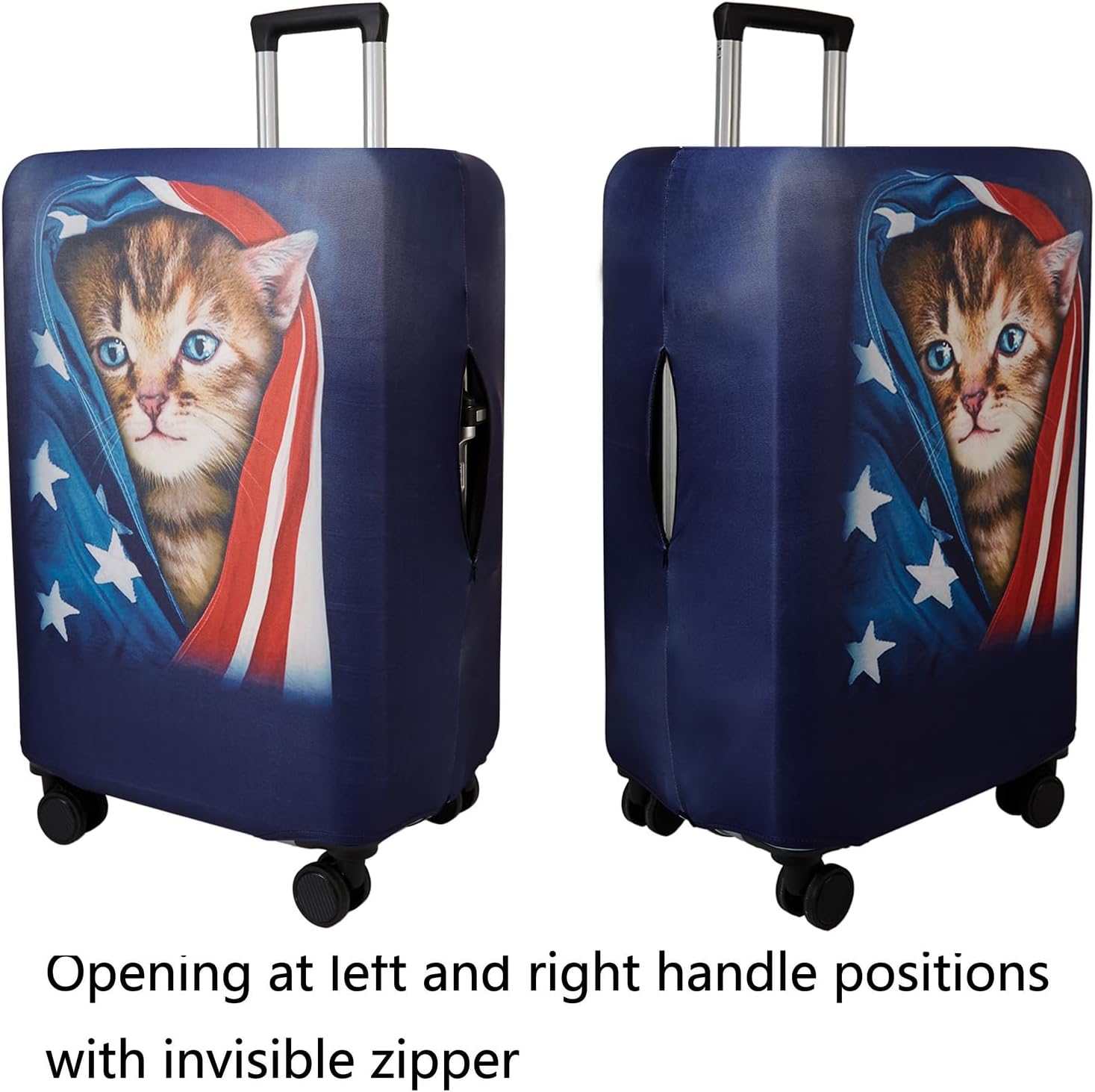 WUJIAONIAO Travel Luggage Cover Spandex Suitcase Protector Washable Baggage Covers (L (for 25-28 inch luggage), Cat A)